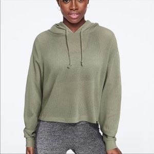 PINK Victoria’s Secret Olive mesh crop top hoodie